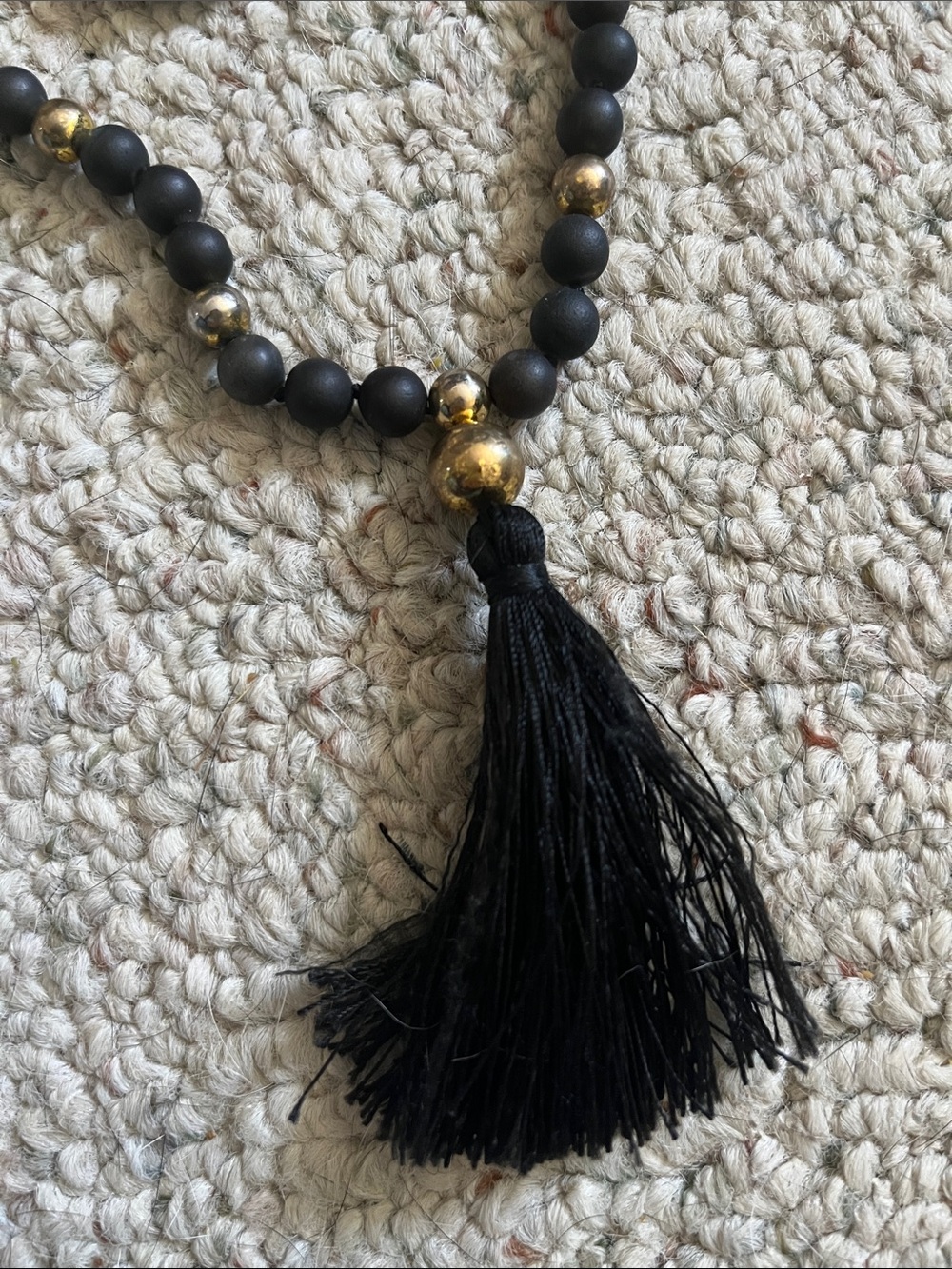 Gorjana Black Beaded Tassel Necklace with Gold Accents - Picture 3 of 5
